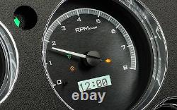 67-72 Chevy Truck C10 Dakota Digital Black Alloy & Blue Analog Clock Gauge Kit