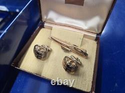 NOS 1940s 50s 60s DODGE Cufflinks Set With Tie Bar 1950 1951 1952 46 47 48 49