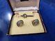 Nos 1940s 50s 60s Plymouth Cufflinks Set With Tie Bar 1950 1951 1952 46 47 48 49