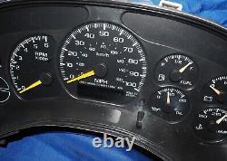 Tableau de bord du groupe de jauge de vitesse du cluster Chevy Pickup & Truck de 2000 à 2002 en MPH avec 150 000 miles.